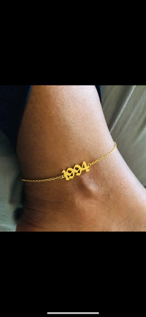 Custom Birth-YEAR Anklet