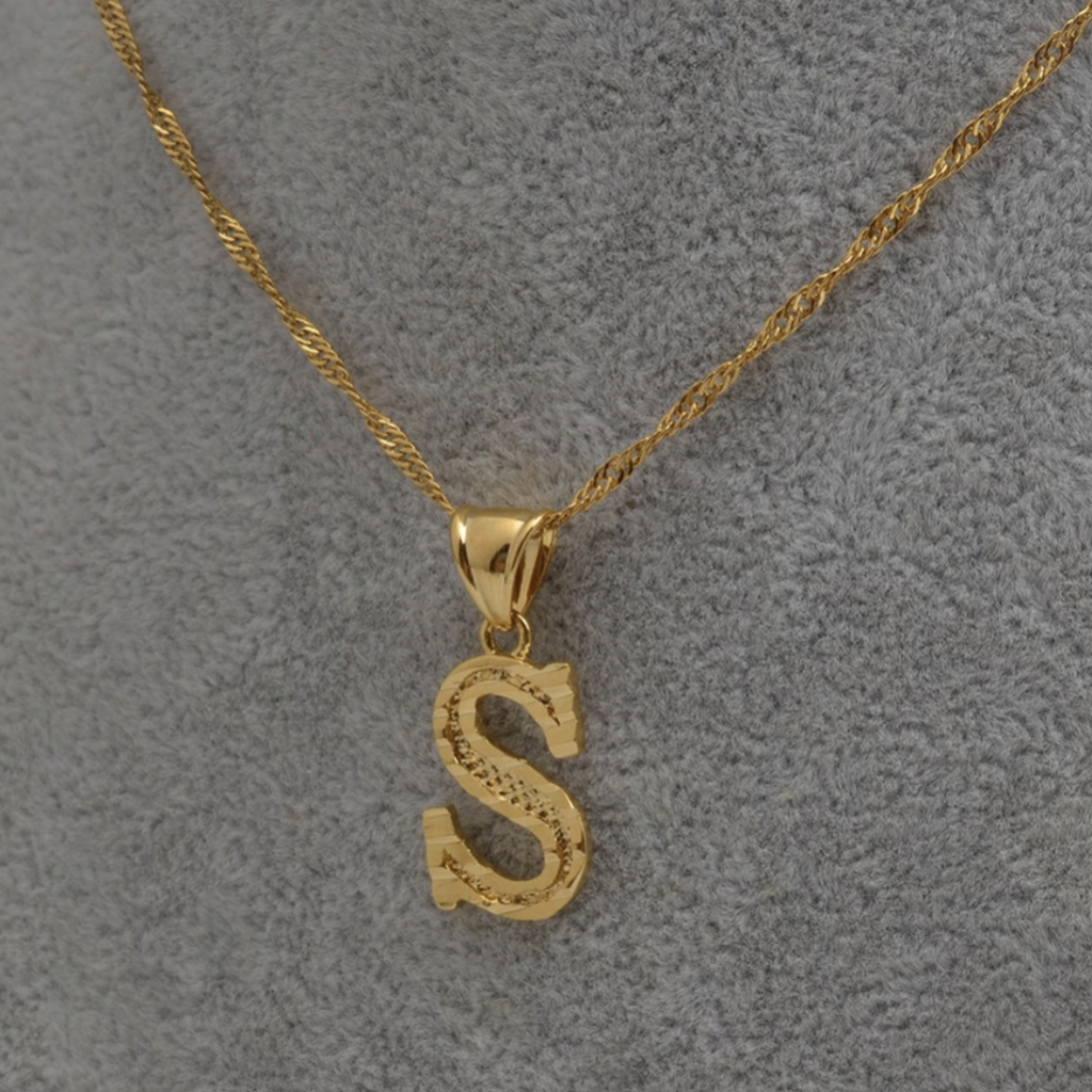 “Gold Initial Pendant”