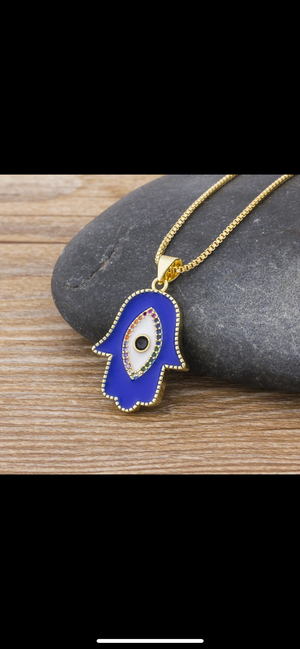 Hasma Hand or Heart Evil Eye Pendant