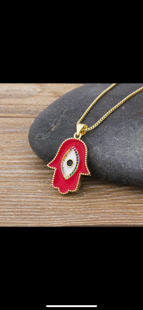 Hasma Hand or Heart Evil Eye Pendant