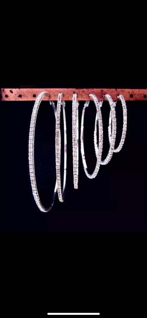 “Silver Crystal Hoop” Earrings